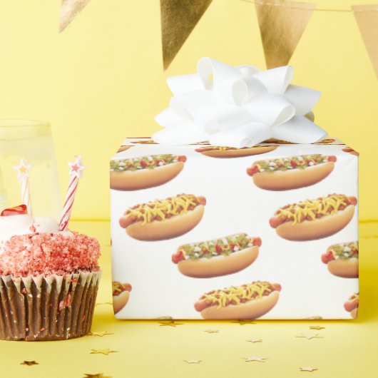 Hot Dogs on White Geschenkpapier (Geburtstagsparty)