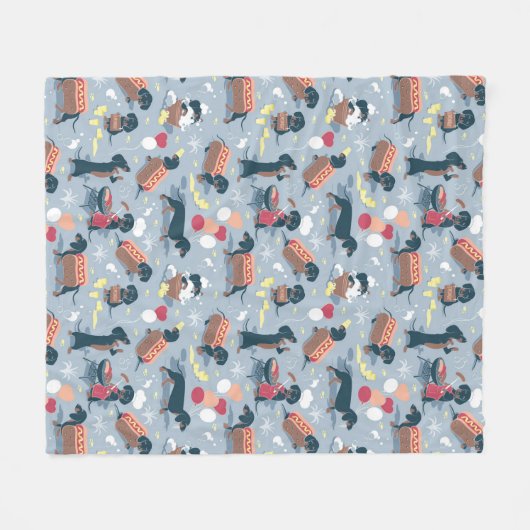 Hot dogs und Limonade Summer Dackel Fleecedecke (Vorderseite (Horizontal))