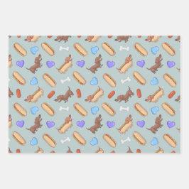 Hot Dogsund: Wrapping Paper Geschenkpapier Set
