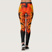 Hot Dragon Feuer Orange Flammen auf Schwarz, Fraue Leggings (Rückseite)