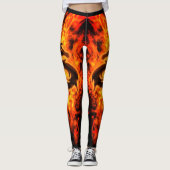 Hot Dragon Feuer Orange Flammen auf Schwarz, Fraue Leggings (Vorderseite)