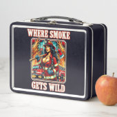 Hot Firefighter Button-Up Girl - Bold & Fiery Metall Brotdose (Beispiel)