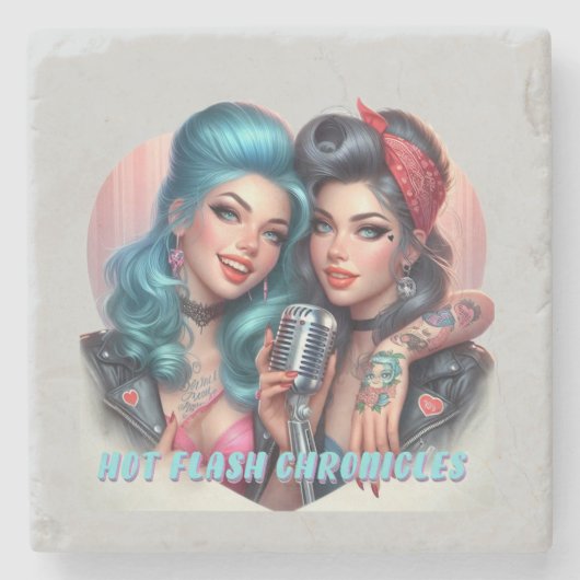 Hot Flash Chronicles Retro Diva Stone Untersetzer (Vorderseite)