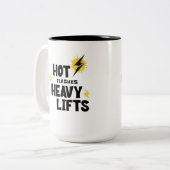 Hot Flashes. Heavy Lifts Coffee  Zweifarbige Tasse (Vorderseite Links)