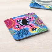 Hot Frog Surf Boho Psychedelic Untersetzer blau. (Linke Seite)