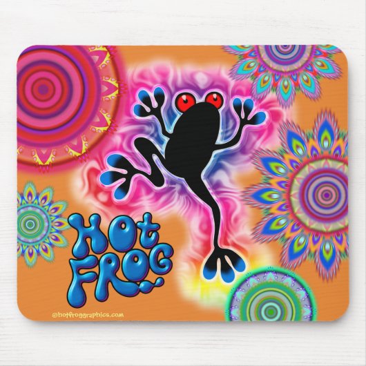 Hot Frog Surf psychedelische Maus matt gelb Mousepad (Vorne)