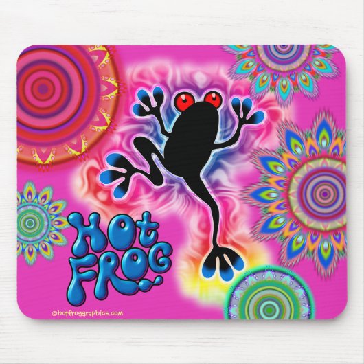 Hot Frog Surf psychedelische Maus matt pink. Mousepad (Vorne)