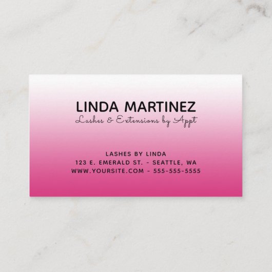 Hot Fuchsia Pink Gradient Logo Visitenkarte (Rückseite)