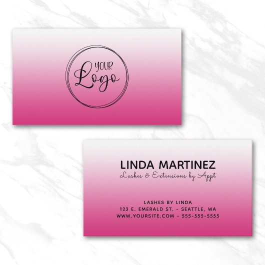 Hot Fuchsia Pink Gradient Logo Visitenkarte