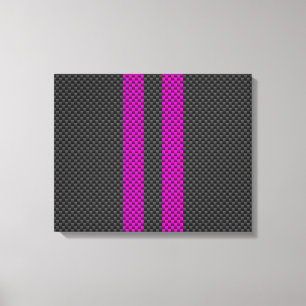 Hot Fuchsia Pink Racing Stripes Carbon Fibre Style Leinwanddruck