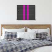 Hot Fuchsia Pink Racing Stripes Carbon Fibre Style Leinwanddruck (Insitu (Schlafzimmer))