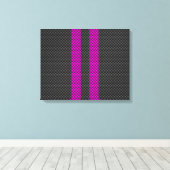 Hot Fuchsia Pink Racing Stripes Carbon Fibre Style Leinwanddruck (Insitu (Holzboden))