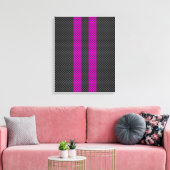 Hot Fuchsia Pink Racing Stripes Carbon Fibre Style Leinwanddruck (Insitu (Wohnzimmer))