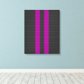 Hot Fuchsia Pink Racing Stripes Carbon Fibre Style Leinwanddruck (Insitu (Holzboden))