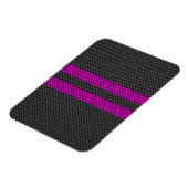 Hot Fuchsia Pink Racing Stripes Carbon Fibre Style Magnet (Linke Seite)