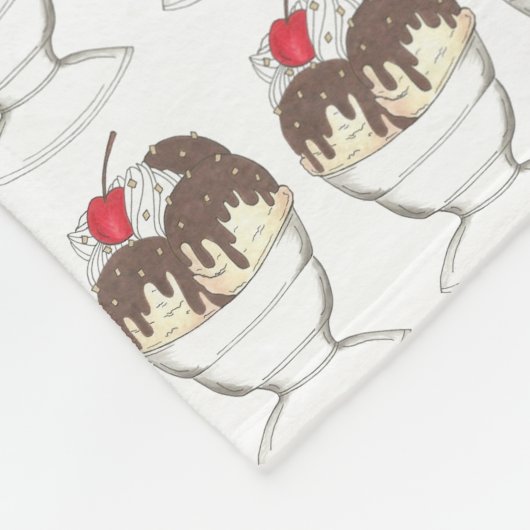 Hot Fudge Ice Cream Shoppe Sundae Feinschmecker Fleecedecke (Ecke)
