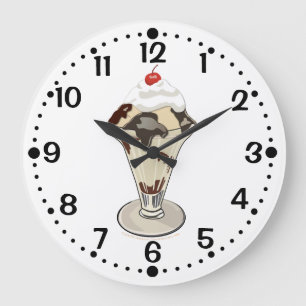 Hot Fudge Ice Cream Sundae Custom Küche Minuten Große Wanduhr