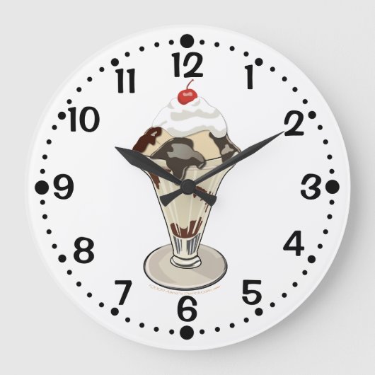 Hot Fudge Ice Cream Sundae Custom Küche Minuten Große Wanduhr (Vorderseite)