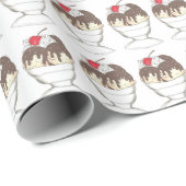 Hot Fudge Ice Cream Sundae Dessert Scoop Shop Geschenkpapier (Rolleneckpunkt)
