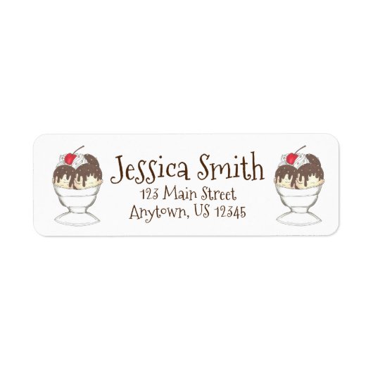 Hot Fudge Sundae Ice Cream Address Labels (Vorne)