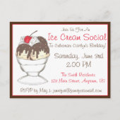 Hot Fudge Sundae Ice Cream Social Birthday Party Einladungspostkarte (Vorderseite)