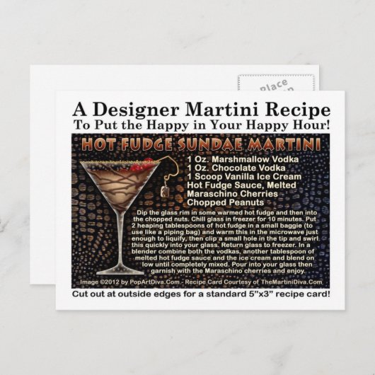Hot Fudge Sundae Martini Rezept Postkarte (Vorne/Hinten)