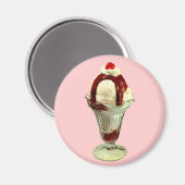 Hot Fudge Sundae Retro-Eiscreme-Magnet Magnet (Vorderseite/Rückseite)