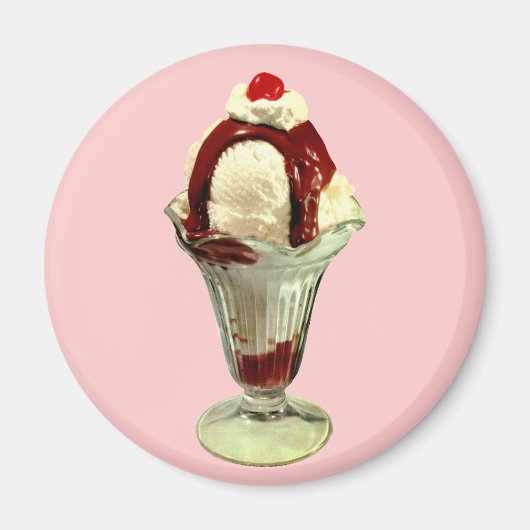 Hot Fudge Sundae Retro-Eiscreme-Magnet Magnet (Vorne)