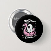 Hot Ghoul Summer Flamingo Ghost Summerween Button (Vorne & Hinten)