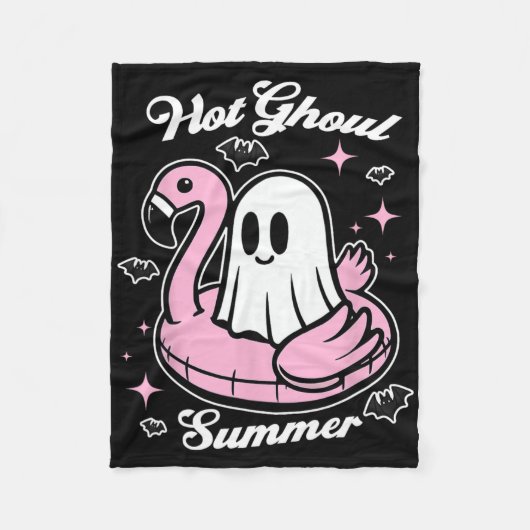 Hot Ghoul Summer Flamingo Ghost Summerween Fleecedecke (Vorderseite)