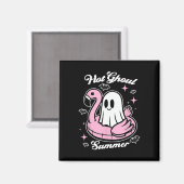Hot Ghoul Summer Flamingo Ghost Summerween Magnet (Vorderseite/Rückseite)