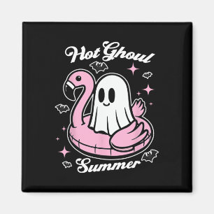 Hot Ghoul Summer Flamingo Ghost Summerween Magnet