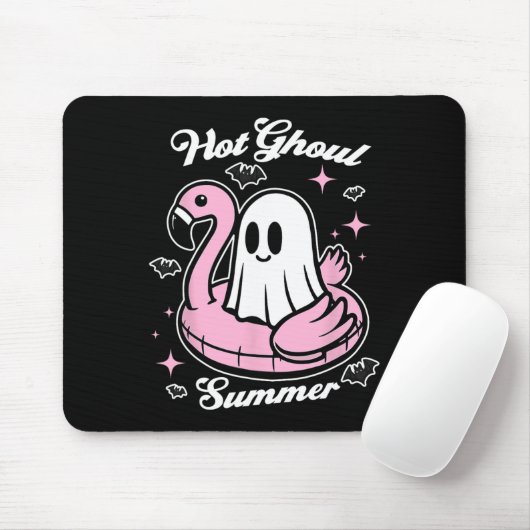 Hot Ghoul Summer Flamingo Ghost Summerween Mousepad (Mit Mouse)