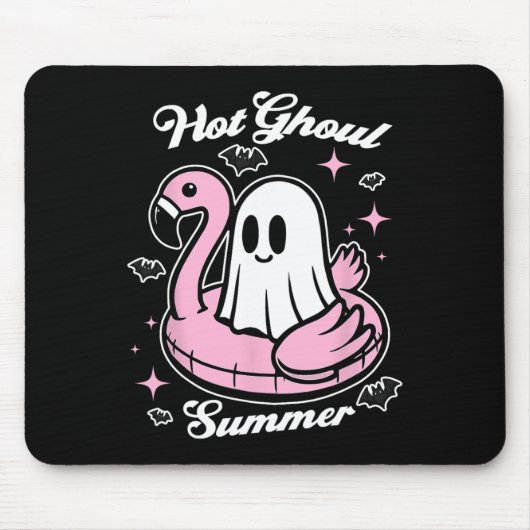 Hot Ghoul Summer Flamingo Ghost Summerween Mousepad (Vorne)