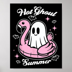Hot Ghoul Summer Flamingo Ghost Summerween Poster
