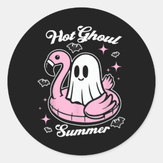 Hot Ghoul Summer Flamingo Ghost Summerween Runder Aufkleber