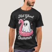 Hot Ghoul Summer Flamingo Ghost Summerween T-Shirt (Vorderseite)