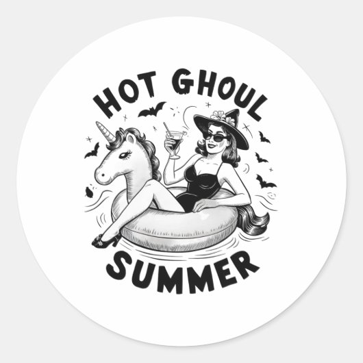 Hot Ghoul Summer Funny Halloween Outdoor Kostüme Runder Aufkleber (Vorderseite)
