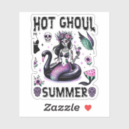 Hot Ghoul Summer Spooky Mermaid Goth Halloween Aufkleber
