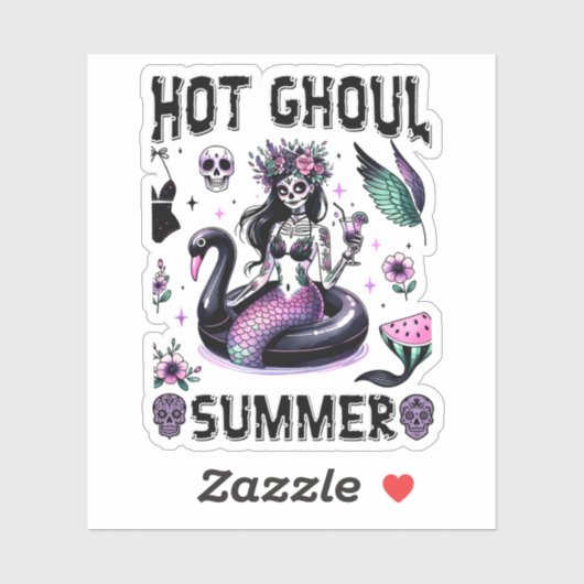 Hot Ghoul Summer Spooky Mermaid Goth Halloween Aufkleber (Blatt)