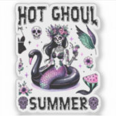 Hot Ghoul Summer Spooky Mermaid Goth Halloween Aufkleber (Vorderseite)