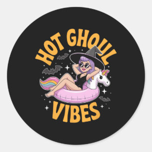 Hot Ghoul Vibes Witz Sommer Halloween Kostüm Vac Runder Aufkleber