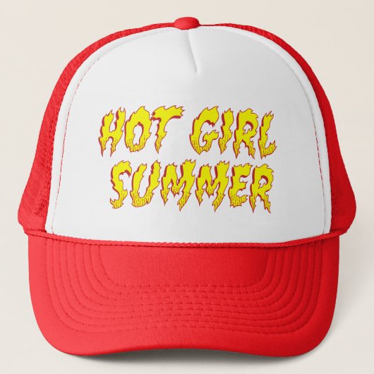 Hot Girl Summer Flame Typografie Truckerkappe (Vorderseite)
