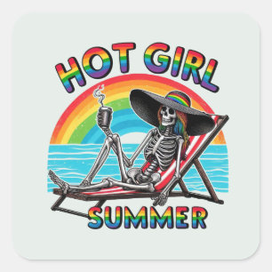 Hot Girl Summer - Skeleton Beach Vibe Quadratischer Aufkleber