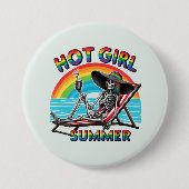 Hot Girl Summer Skeleton Retro Beach Design Button (Vorderseite)