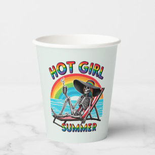 Hot Girl Summer Skeleton Retro Beach Design Pappbecher