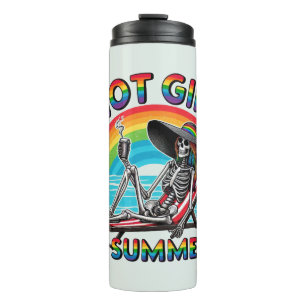Hot Girl Summer Skeleton Retro Beach Design Thermosbecher