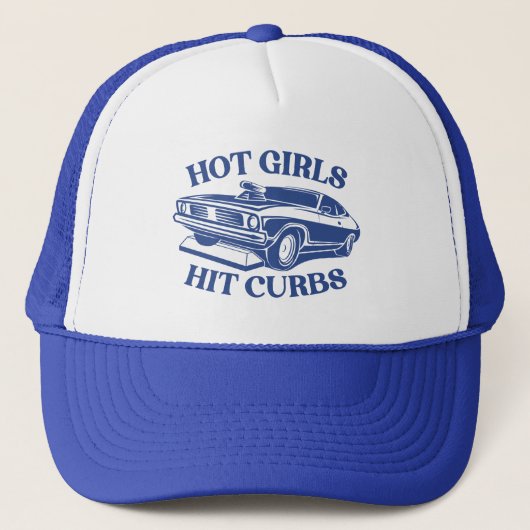 Hot Girls Hit Curbs - Blau Truckerkappe (Vorderseite)