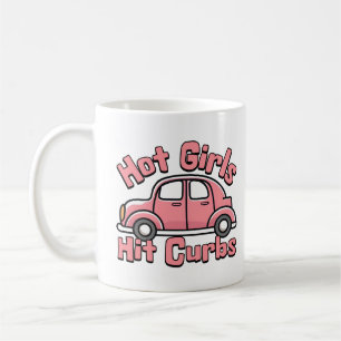 Hot Girls Hit Curbs Funny Pink Car Kaffeetasse