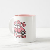 Hot Girls Hit Curbs Pink Funny Zweifarbige Tasse (Vorderseite Links)